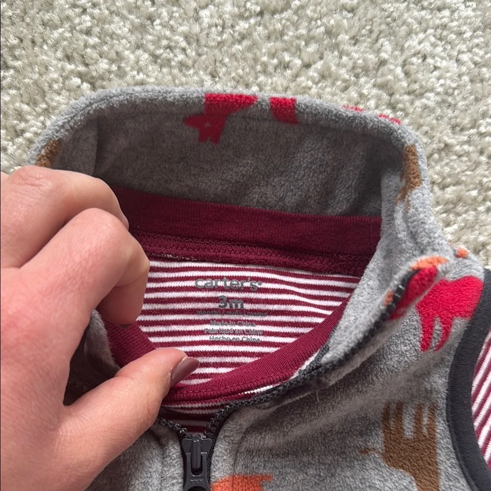 Carters Gray and Red Striped Baby Vest Outfit Set